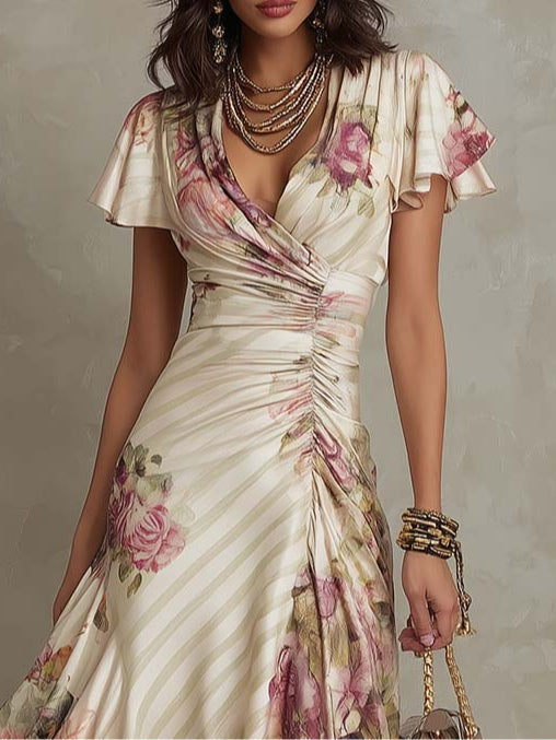 Alba - Robe Midi Florale Rétro Élégante