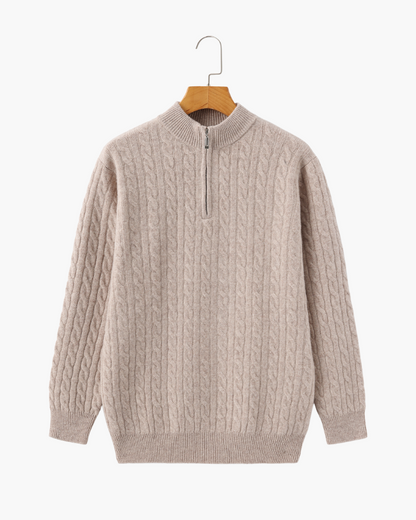 PULL DEMI-ZIP CACHEMIRE TISSÉ